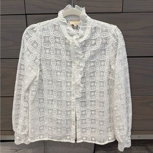 Sezane Chlo Guipure Lace Button Front Blouse in Ecru Size 36 / 4 (small)